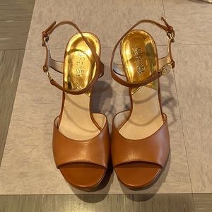 Michael Kors Brown Leather Platform Heel